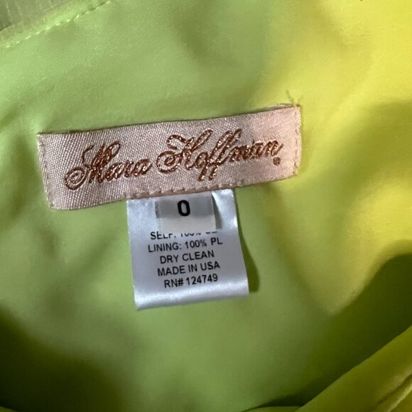 Mara Hoffman Neon Lime One-Shoulder Ruched Chiffon Dress – Size 0, NWT - Picture 5 of 8